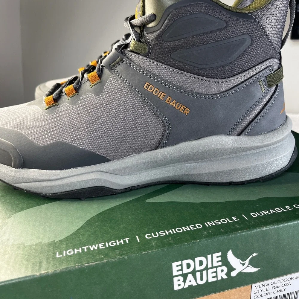 Eddie Bauer Rapoza Mens‎ Outdoor Hiking Boots Grey Orange 10.5 196084522081